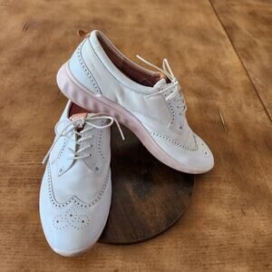 Ecco Women's Classic Hydromax Golf Shoes 10 White Lt Pink Rim Preppy Sporty Chic
